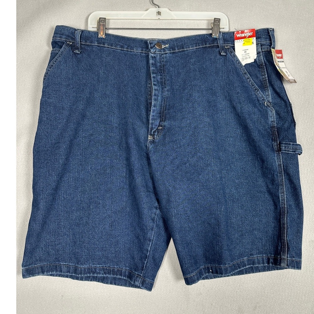 NEW Wrangler Shorts Men 40 Five Star Heritage Blue Carpenter Cargo Denim Stretch